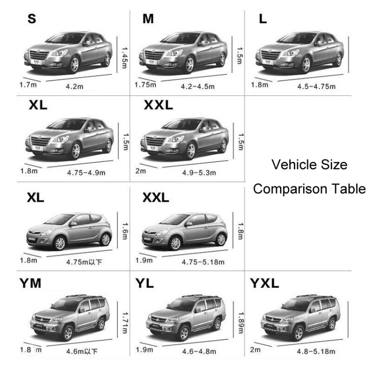 190T Silver Coated Cloth Car Rain Sun Protection Car Cover with Reflective Strip, Size: