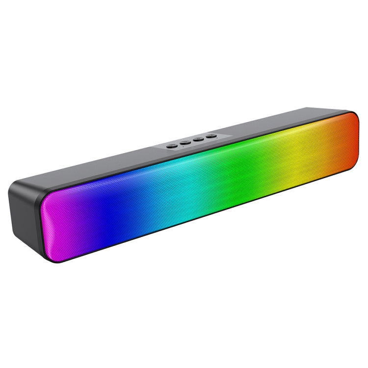 E-3562 Desktop Long Strip Multifunctional RGB Colorful Light Bluetooth Wireless Speaker(Black)