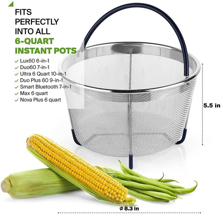 6QT 304 Stainless Steel Steamer Basket Instant Pot Accessories Instant Cooker Draining Steam Basket