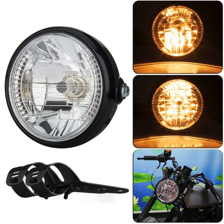 Motorcycle 7 Inch LED Headlamp Angel Ring Steering Function With Bracket