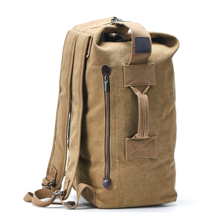 Upgrade Zipper Pockets Outdoor Travel Man Canvas Double Shoulder Backpack Student Schoolbag, Specification: