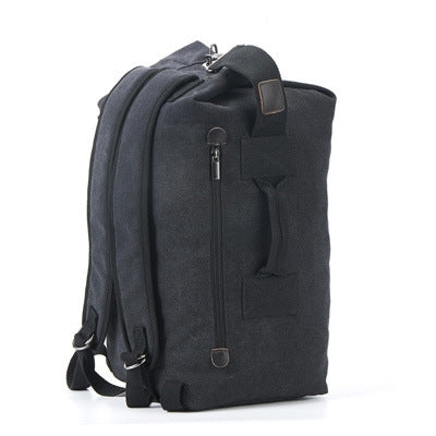 Upgrade Zipper Pockets Outdoor Travel Man Canvas Double Shoulder Backpack Student Schoolbag, Specification: