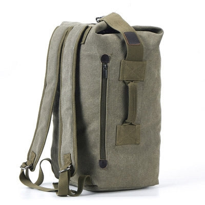 Upgrade Zipper Pockets Outdoor Travel Man Canvas Double Shoulder Backpack Student Schoolbag, Specification: