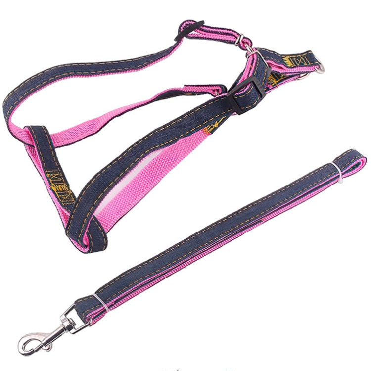 BG-Q1025 Leash+Chest Strap Thickened Strong Denim Pet Dog Leash Set, Size: