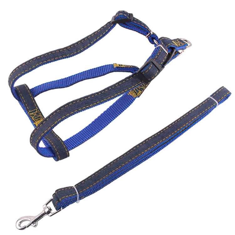 BG-Q1025 Leash+Chest Strap Thickened Strong Denim Pet Dog Leash Set, Size: