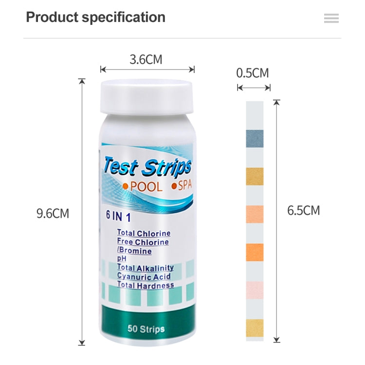 50pcs PH075 6 In 1 Residual Chlorine PH Water Quality Detector PH Test Paper