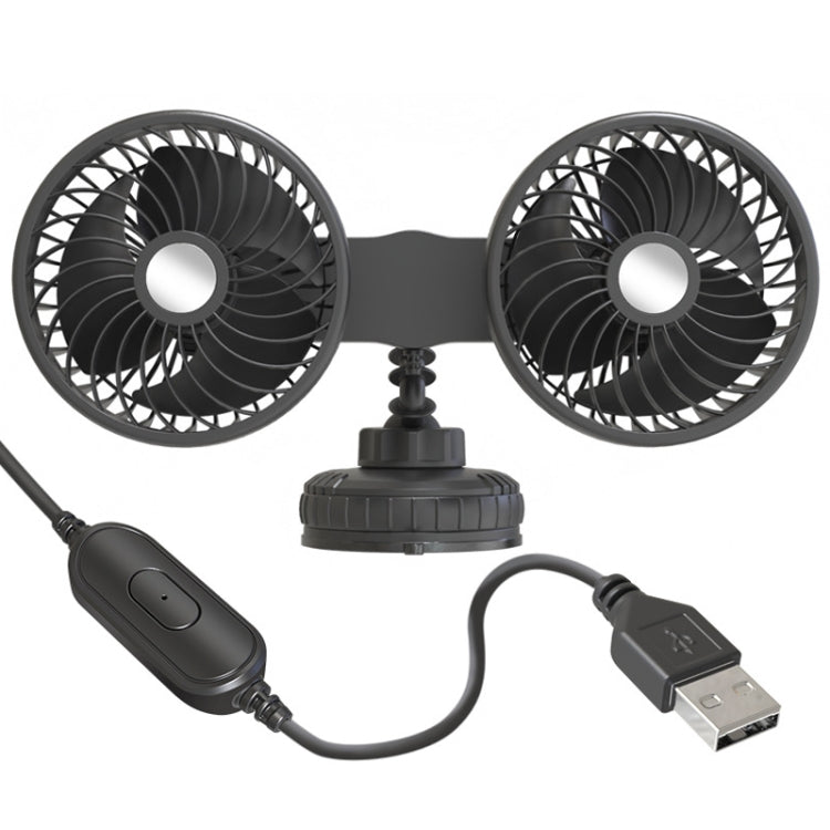F6026 Large Suction Cup Vehicle-Mounted Double-Head Fan, Model: