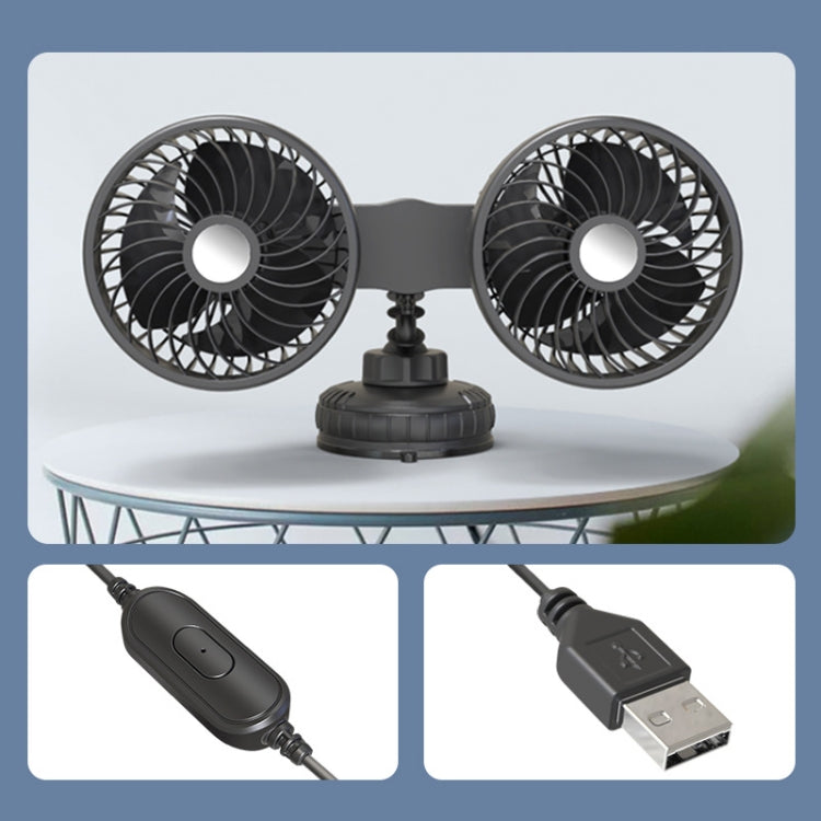 F6026 Large Suction Cup Vehicle-Mounted Double-Head Fan, Model: