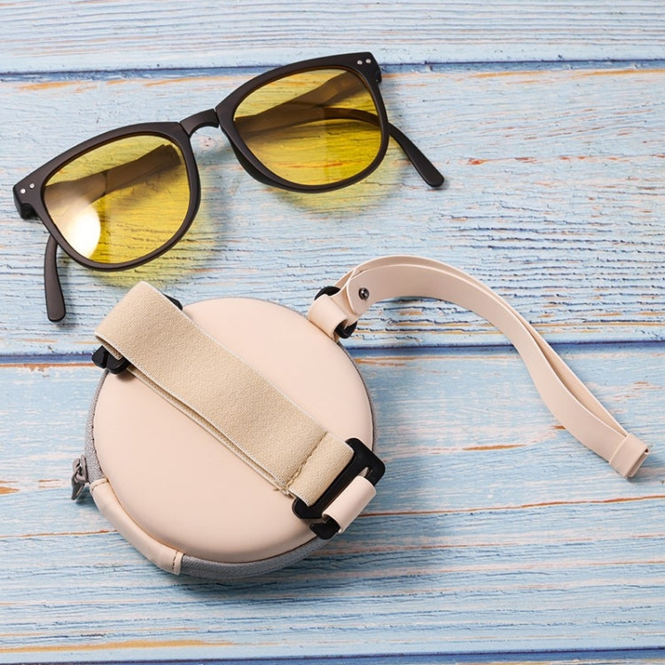 2pcs Folding Sunglasses Round Stoarge Bag Air Cushion Shape Glasses Case(Beige)