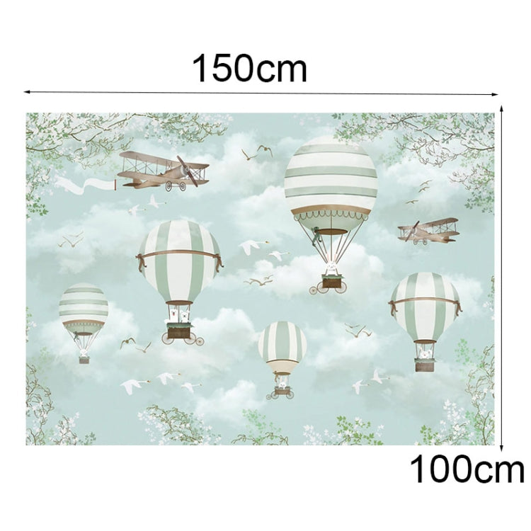 1.5m X 1m Cartoon Airplane Hot Air Balloon Theme Birthday Background Cloth Photography Decoration Backdrop