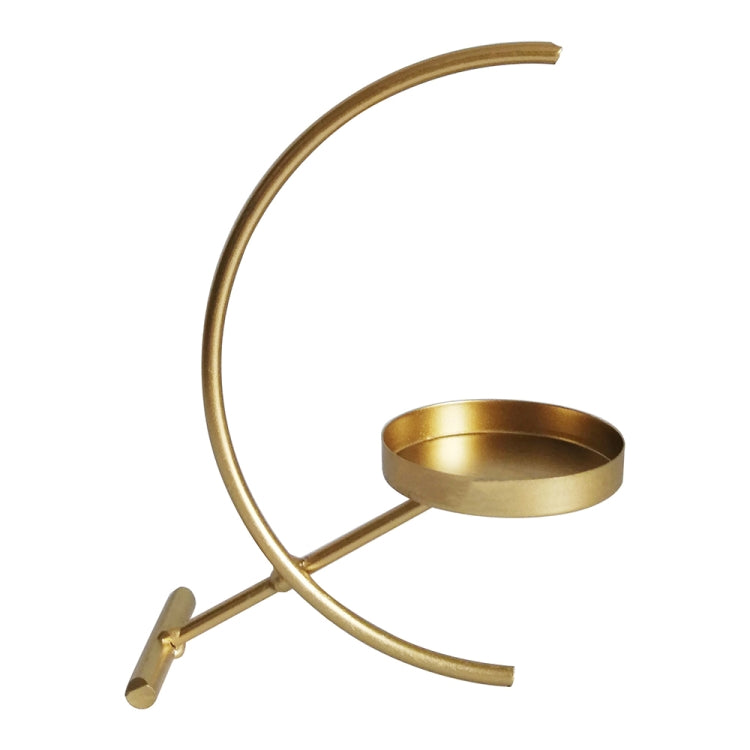 Wrought Iron Dining Table Semicircle Moon Shape Candlestick Decoration(A)