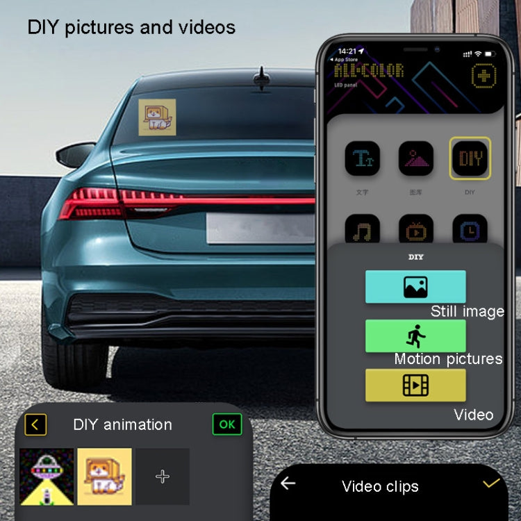 LED Dynamic Emoji Car Bluetooth Display Screen 5V USB Interface