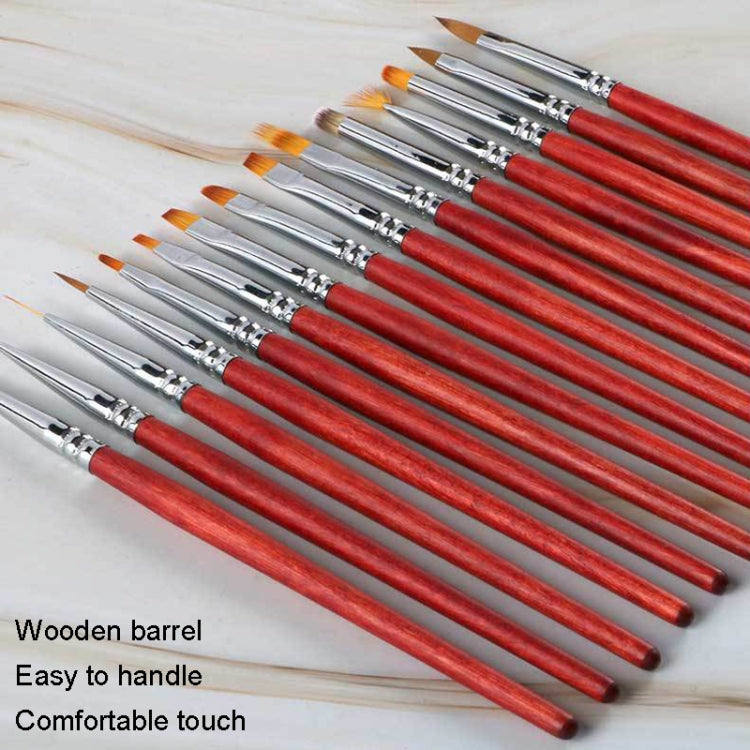15pcs/set Wooden Rod Nail Brush Beauty Armor Tools Color Painting Pen Drawing Pen