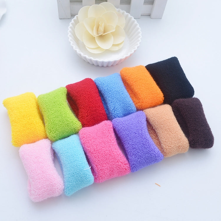 12pcs Small Wide Brimmed Towel Hair Accessories Candy Color Hair Ties, Color Random Delivery