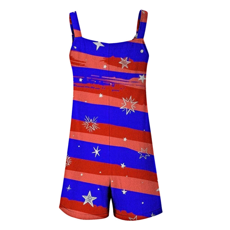 Independence Day Summer Casual Women Suspenders Jumpsuits, Size: