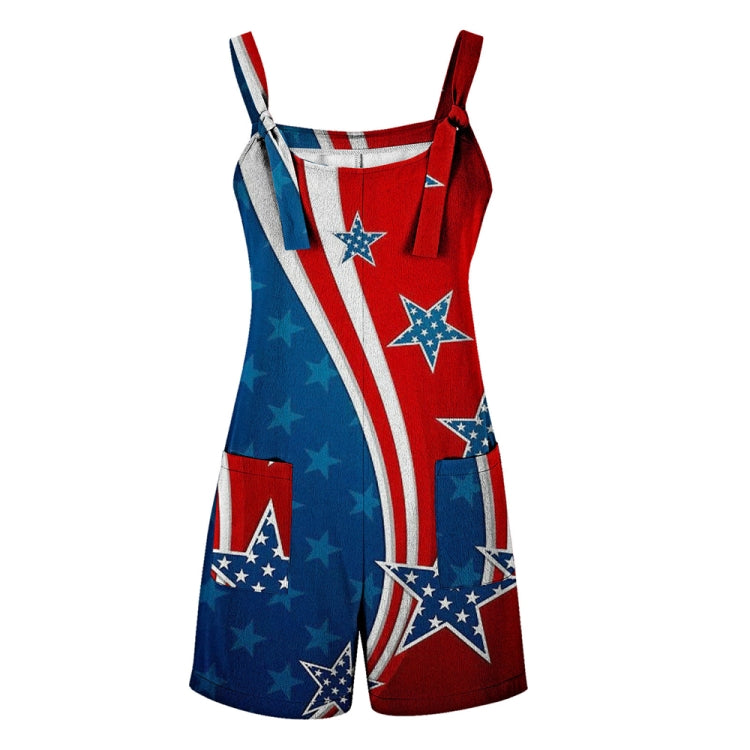Independence Day Summer Casual Women Suspenders Jumpsuits, Size: