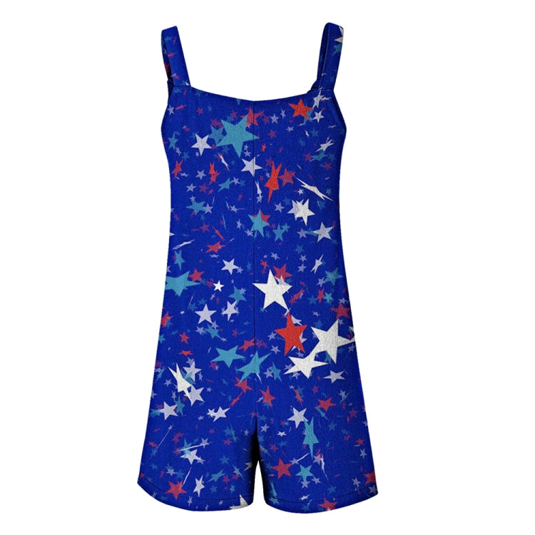 Independence Day Summer Casual Women Suspenders Jumpsuits, Size:
