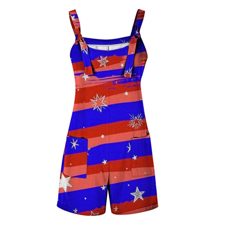 Independence Day Summer Casual Women Suspenders Jumpsuits, Size: