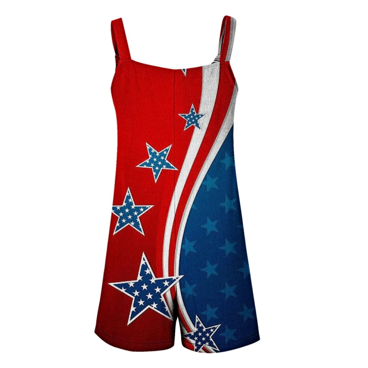 Independence Day Summer Casual Women Suspenders Jumpsuits, Size: