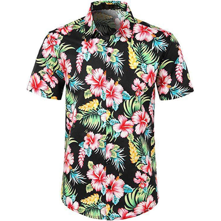 Summer Men 3D Digital Printing Beach Casual Short-sleeved Shirt, Size: