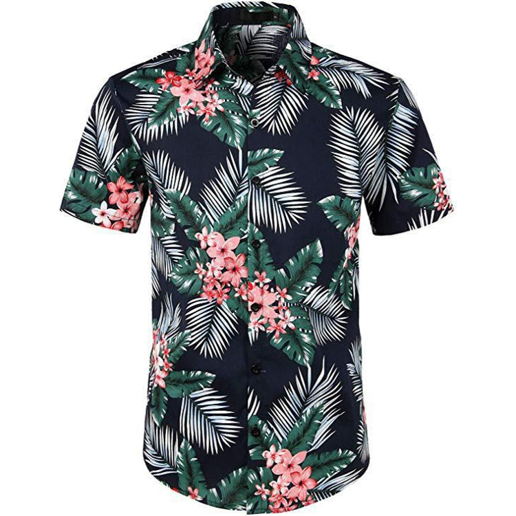 Summer Men 3D Digital Printing Beach Casual Short-sleeved Shirt, Size: