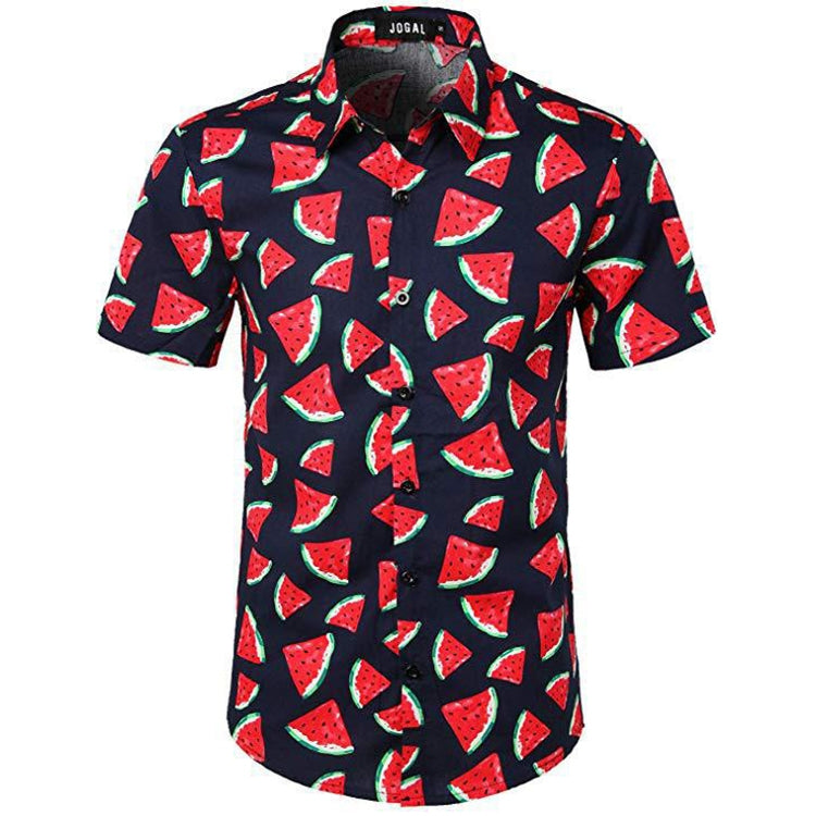 Summer Men 3D Digital Printing Beach Casual Short-sleeved Shirt, Size: