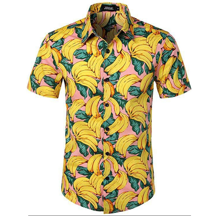 Summer Men 3D Digital Printing Beach Casual Short-sleeved Shirt, Size: