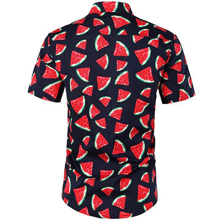 Summer Men 3D Digital Printing Beach Casual Short-sleeved Shirt, Size: