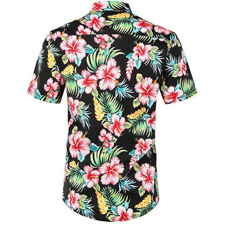 Summer Men 3D Digital Printing Beach Casual Short-sleeved Shirt, Size: