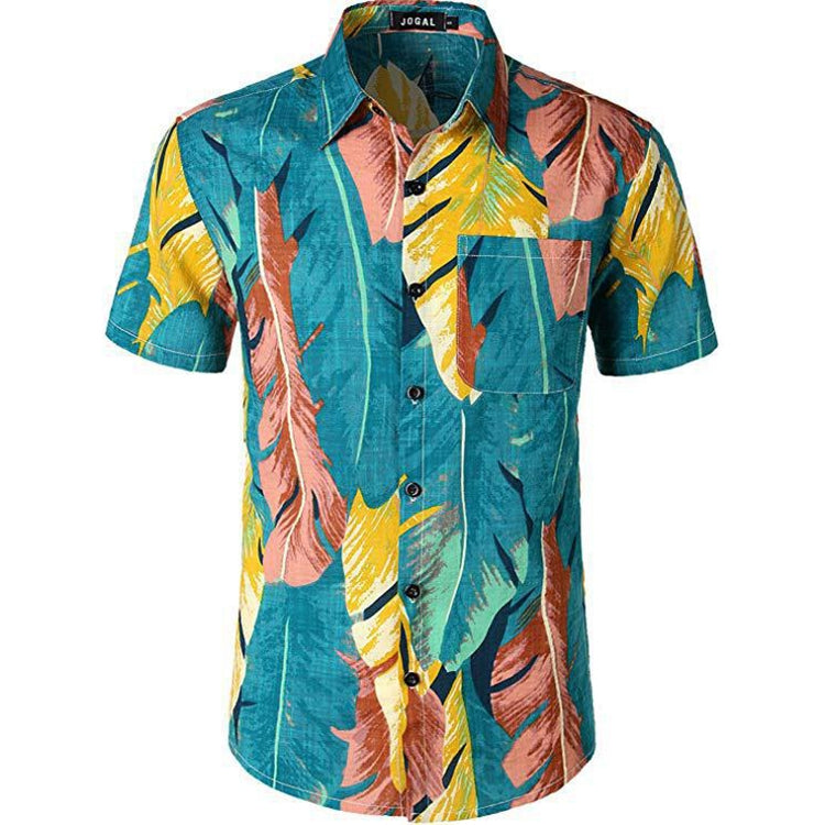 Summer Men 3D Digital Printing Beach Casual Short-sleeved Shirt, Size: