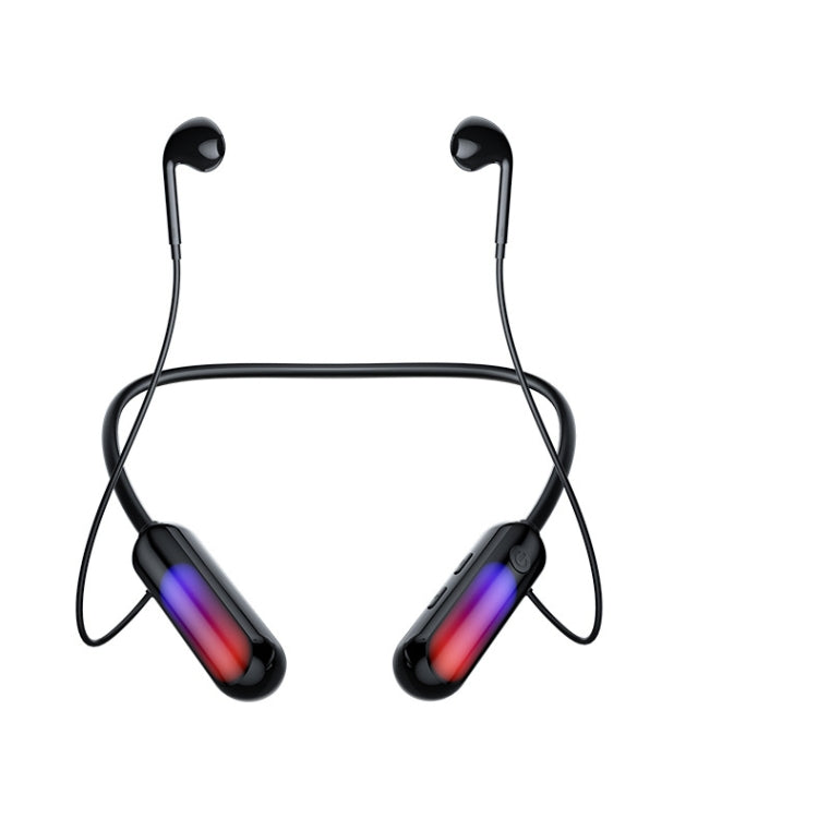 With Atmosphere Lamp Hanging Neck Bluetooth Earphone, Style: