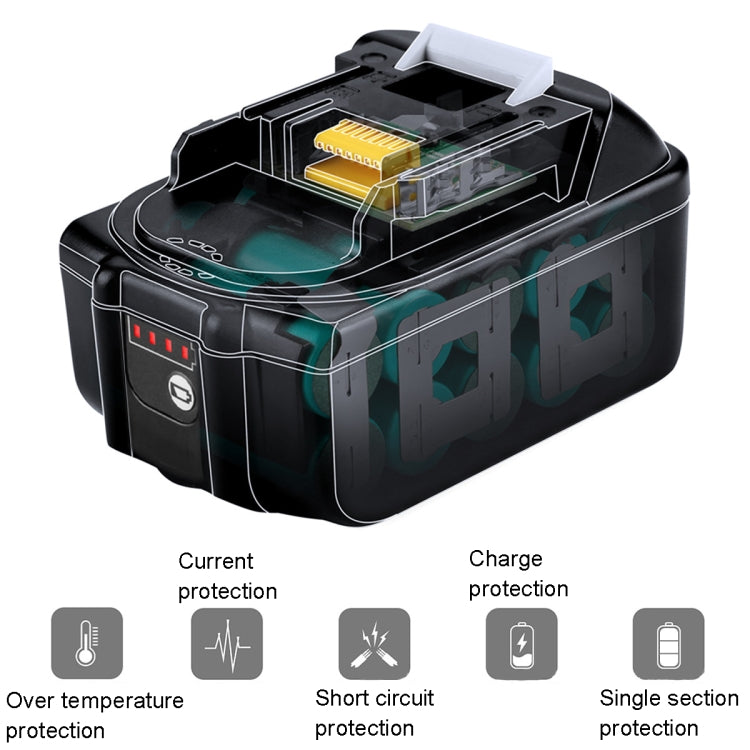 18V Hand Drill Lithium Battery Electric Tool Battery Pack For Makit BL1850 / BL1830 / BL1835 / LXT400 / 194204-5, Capacity: