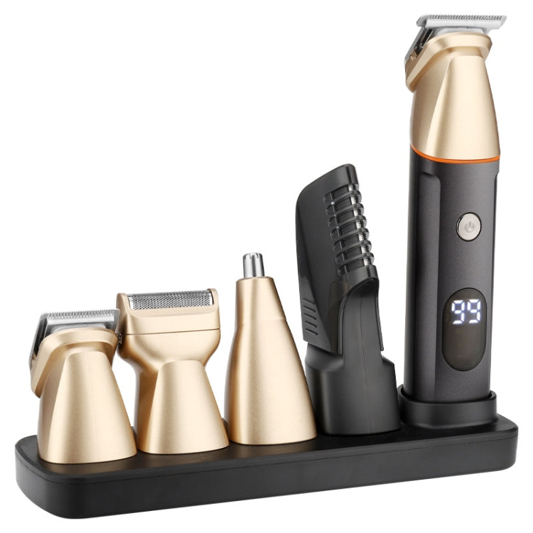 5 In 1 Haircut Digital Display Water Washing Shaver Nose Hair Electric Push Shear Set