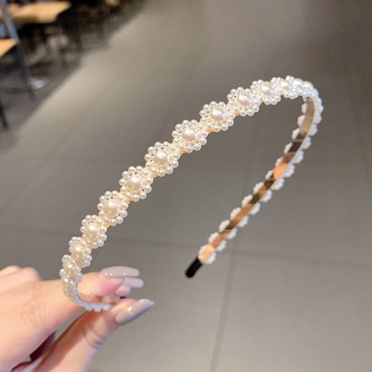 2pcs Sweet Pearl Headband Retro Versatile Hair Accessories, Color: