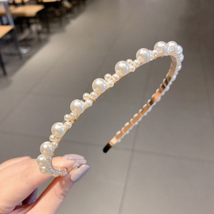 2pcs Sweet Pearl Headband Retro Versatile Hair Accessories, Color: