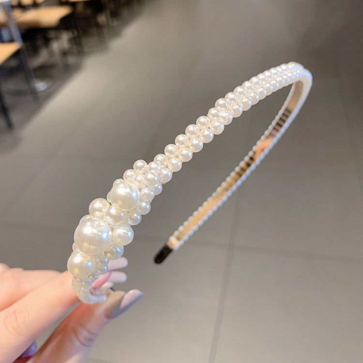2pcs Sweet Pearl Headband Retro Versatile Hair Accessories, Color: