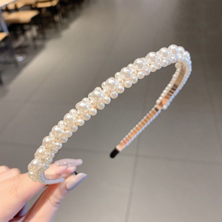 2pcs Sweet Pearl Headband Retro Versatile Hair Accessories, Color:
