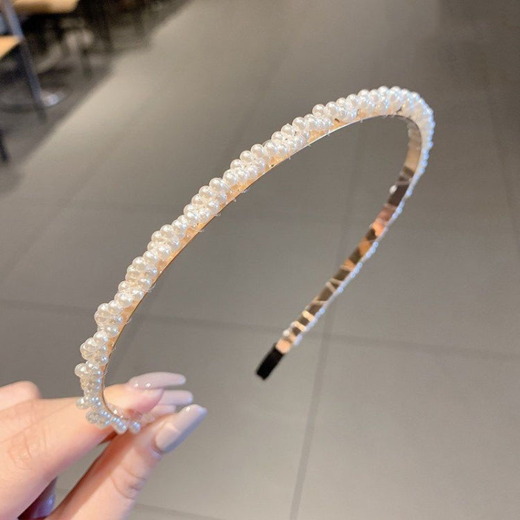 2pcs Sweet Pearl Headband Retro Versatile Hair Accessories, Color: