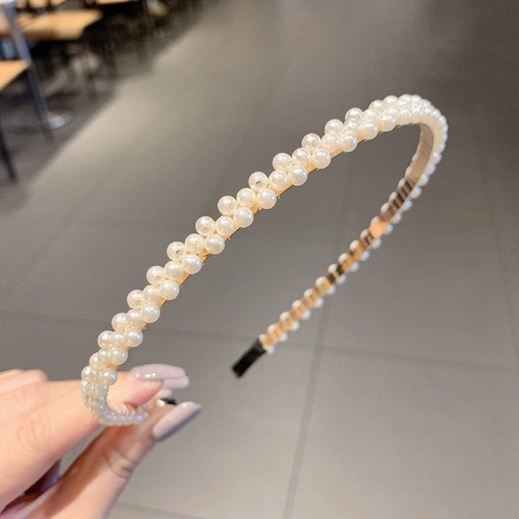 2pcs Sweet Pearl Headband Retro Versatile Hair Accessories, Color: