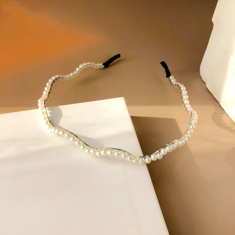 2pcs Sweet Pearl Headband Retro Versatile Hair Accessories, Color: