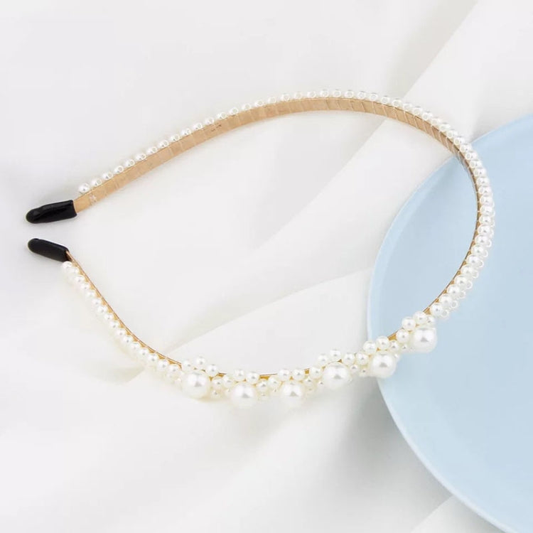2pcs Sweet Pearl Headband Retro Versatile Hair Accessories, Color: