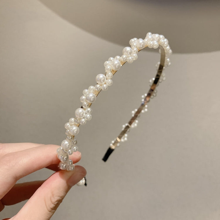 2pcs Sweet Pearl Headband Retro Versatile Hair Accessories, Color: