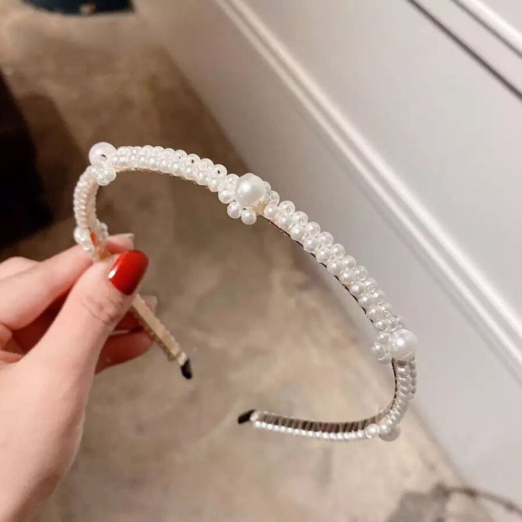 2pcs Sweet Pearl Headband Retro Versatile Hair Accessories, Color: