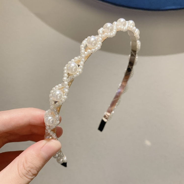 2pcs Sweet Pearl Headband Retro Versatile Hair Accessories, Color: