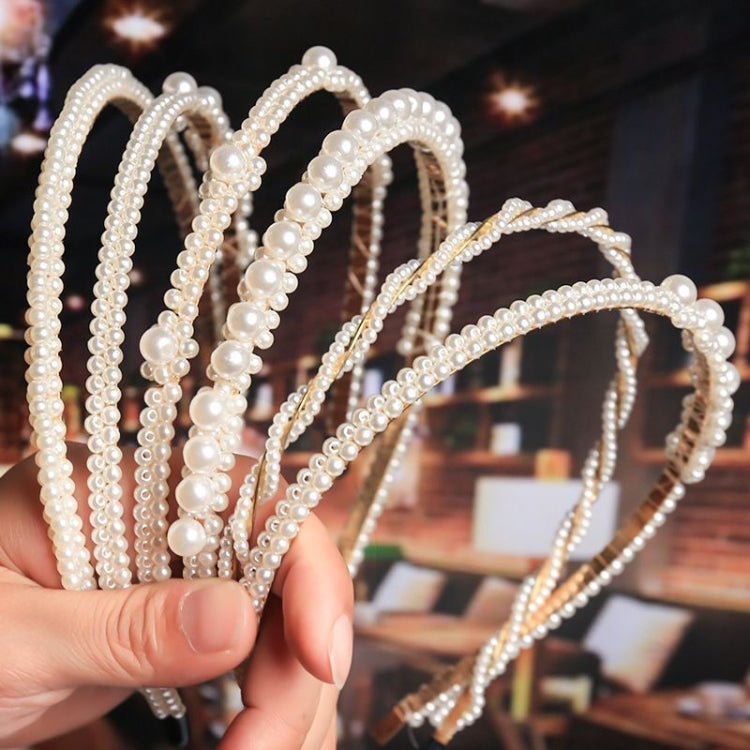 2pcs Sweet Pearl Headband Retro Versatile Hair Accessories, Color:
