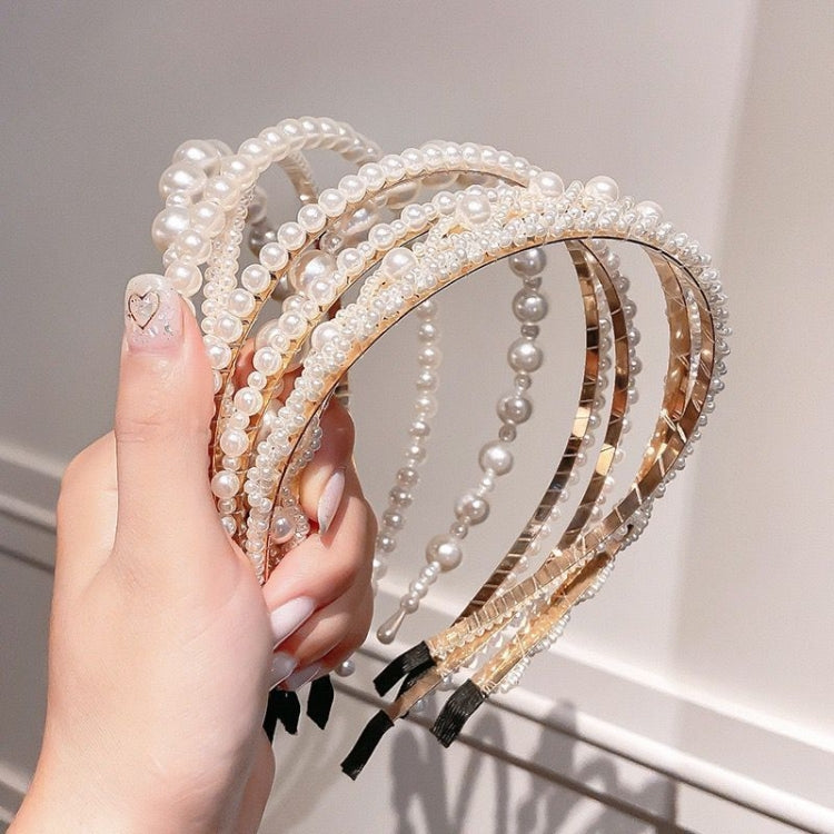 2pcs Sweet Pearl Headband Retro Versatile Hair Accessories, Color:
