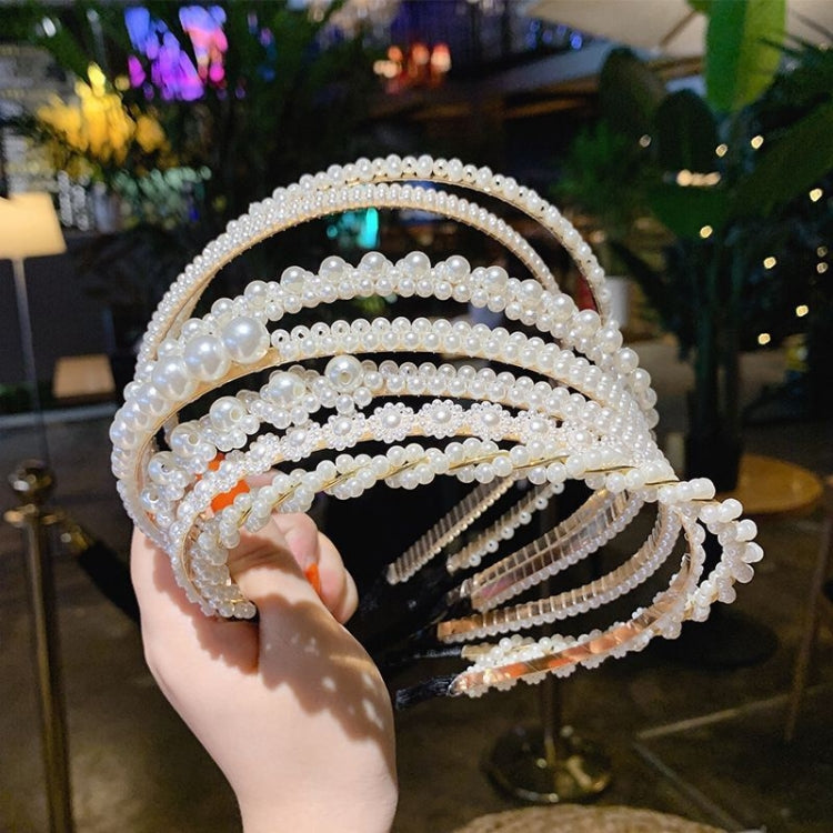 2pcs Sweet Pearl Headband Retro Versatile Hair Accessories, Color: