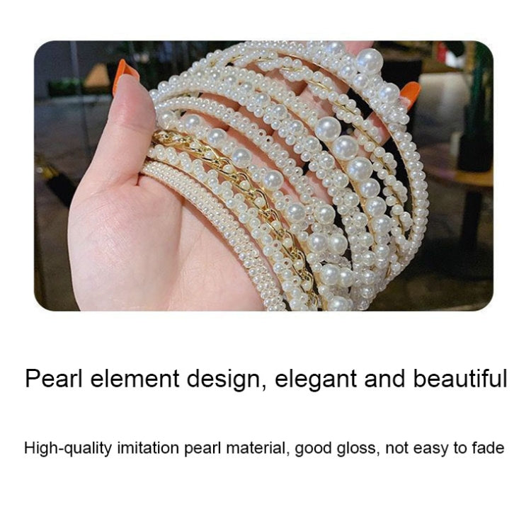 2pcs Sweet Pearl Headband Retro Versatile Hair Accessories, Color: