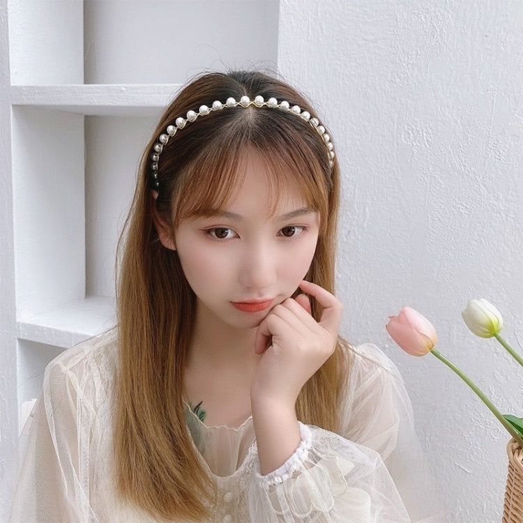2pcs Sweet Pearl Headband Retro Versatile Hair Accessories, Color: