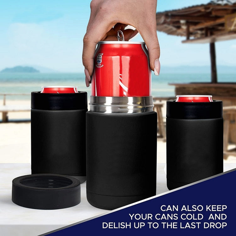Double Vacuum 12oz Coke Can Insulated Mug 304 Stainless Steel Beer Cooler With Bottle Opener - Black